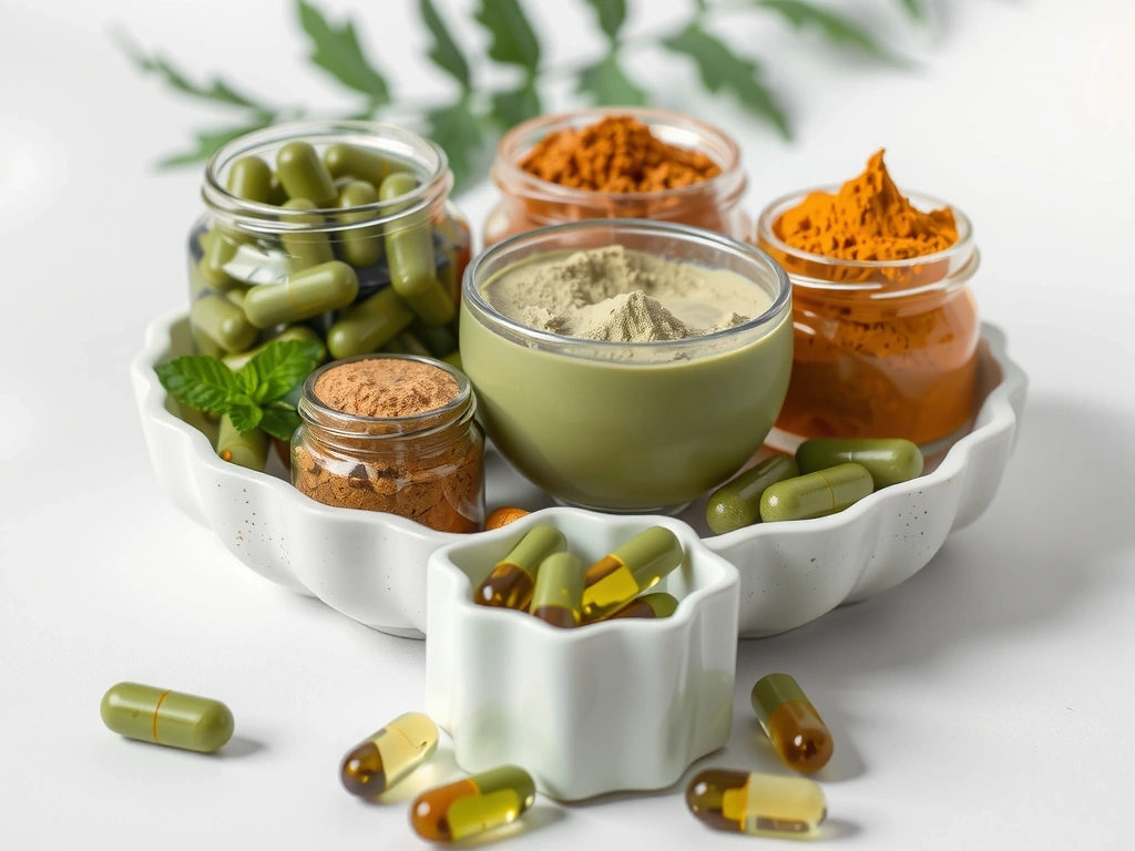 Assortiment de compléments alimentaires naturels et élégants