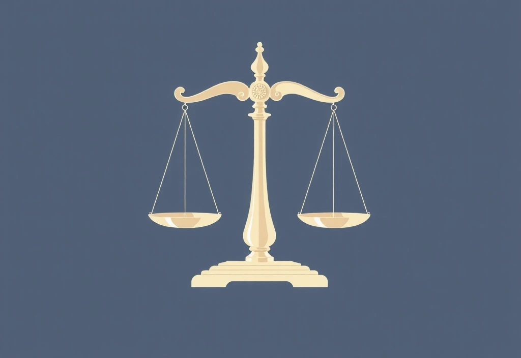 Illustration d'une balance de justice et de textes de loi