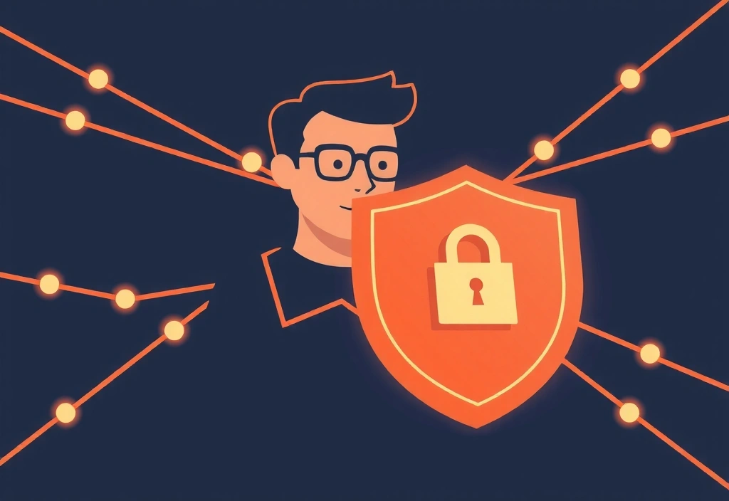 Illustration d'une personne protégeant ses données personnelles avec un bouclier numérique